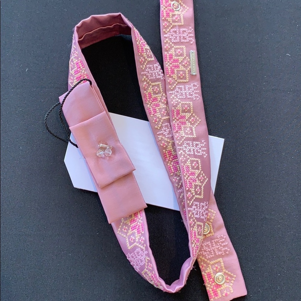 Silk satin embroidered belt